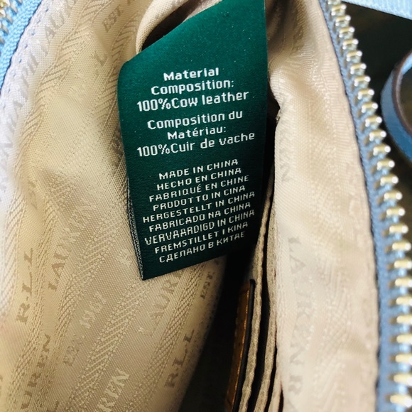 ✨Lauren Ralph Lauren Light Baby Blue Leather Crossbody Bag Summer Preppy Resort - Picture 7 of 8